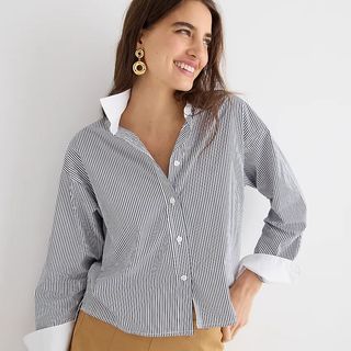 J.Crew + Relaxed-Fit Cropped Cotton Poplin Shirt