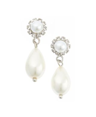 Cristabelle + Crystal & Imitation Pearl Teardrop Earrings