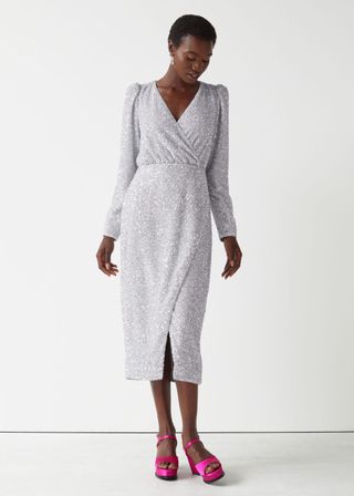 & Other Stories + Fitted Wrap Midi Dress
