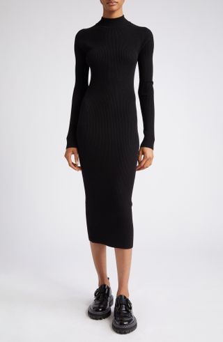 Max Mara + Desio Long Sleeve Virgin Wool Blend Sweater Dress