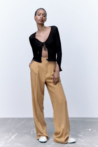 Zara + Full Length Pants in Light Camel