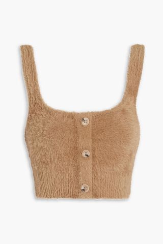 Good American + Cropped Faux Shearling Top