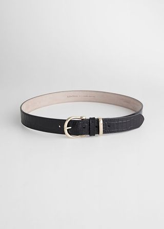 & Other Stories + Croc Embossed Leather Belt