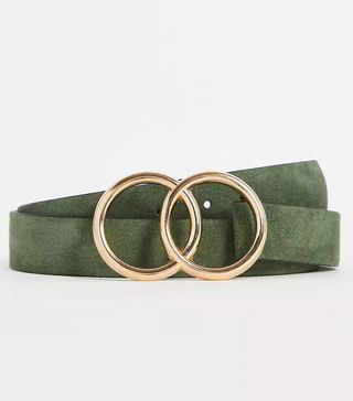 ASOS Design + Curve Suede Double Circle Waist and Hip Belt in Green