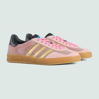 Adidas x Gucci + Gazelle Sneakers in Pink Velvet