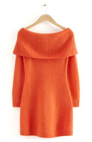 & Other Stories + Off the Shoulder Long Sleeve Wool Blend Sweater Minidress