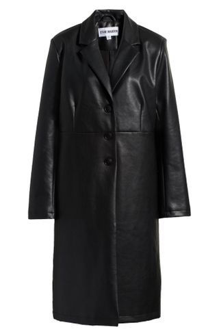 Steve Madden + Tailored Faux Leather Trench Coat