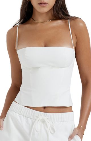 House of Cb + Audette Structured Cotton Twill Corset Top