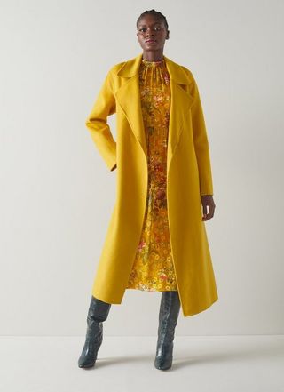 Lk Bennett + Anderson Yellow Double-Faced Wool Coat