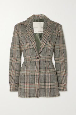 Giuliva Heritage + The Elena Prince of Wales Checked Wool Blazer