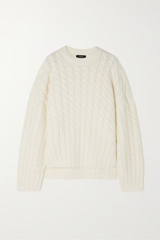 Theory + Karenia Cable-Knit Wool and Cashmere-Blend Sweater
