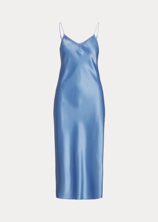 Polo Ralph Lauren + Cross-Stitch-Trim Satin Slip Dress