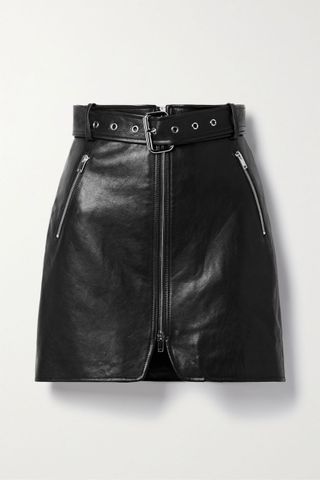 Khaite + Luana Belted Leather Mini Skirt
