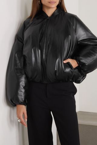 Loewe + Cropped Padded Leather Bomber Jacket