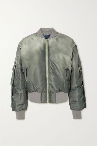 Acne Studios + Webbing-Trimmed Ribbed Knit and Dégradé Padded Shell Bomber Jacket