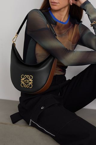 Loewe + Luna Anagram Medium Embellished Leather Shoulder Bag