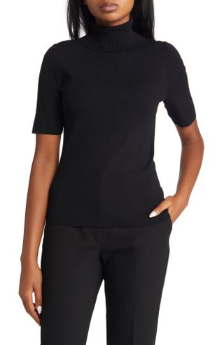 Anne Klein + Ribbed Turtleneck Sweater