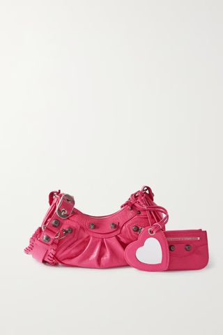 Balenciaga + Le Cagole XS Studded Crinkled-Leather Shoulder Bag