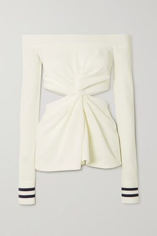 Jw Anderson + Off-the-Shoulder Twist-Front Cutout Jersey Top