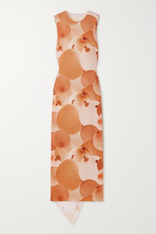 Loewe + Asymmetric Printed Stretch-Crepe Maxi Dress