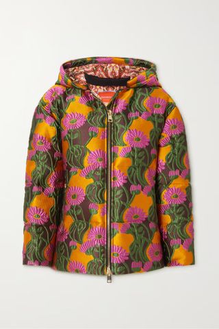 La Doublej + Precious Floral-Embroidered Quilted Woven Down Jacket