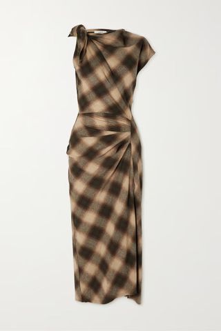 Isabel Marant Étoile + Naerys One-Shoulder Checked Flannel Midi Dress