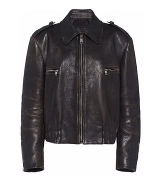 Prada + Distressed Leather Jacket