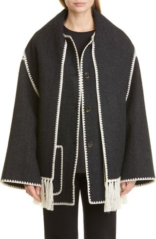 Totême + Chain Stitch Wool Blend Scarf Jacket