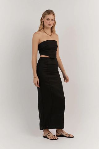 Dissh + Willow Black Straight Long Skirt