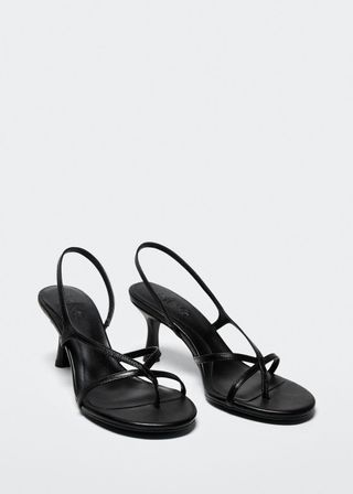 Mango + Straps Heel Leather Sandals