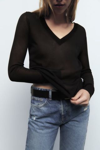 Zara + Knit V-Neck Sweater