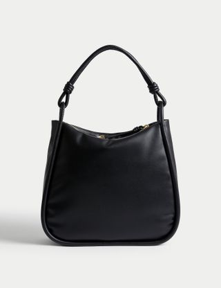 M&S Collection + Faux Leather Shoulder Bag in Black