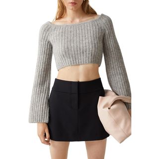 & Other Stories + Bell Sleeve Ribbed Crop Sweater