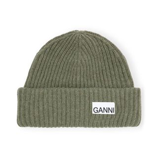 Ganni + Structured Rib Wool Blend Beanie