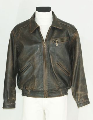 AtlanticCo + Thick Brown Leather Jacket