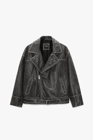 Zara + Vintage Leather Biker Jacket