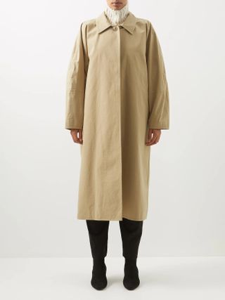 Totême + Layered-Collar Cotton-Blend Gabardine Coat