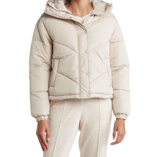Sebby + Water-Resistant Hooded Puffer Jacket