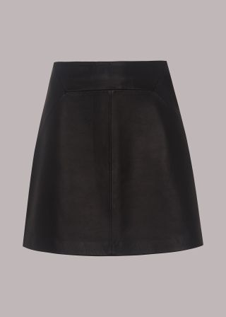 Whistles + Leather A-Line Skirt
