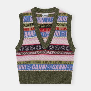 Ganni + Graphic V-Neck Vest
