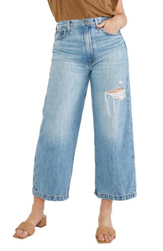 Ética + Devon Ripped High Waist Crop Wide Leg Jeans