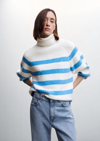 Mango + Striped Turtleneck Sweater