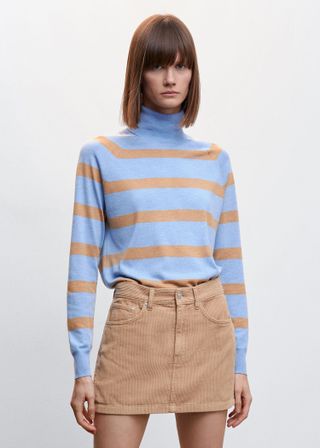 Mango + Fine-Knit Turtleneck Sweater