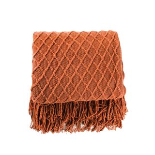 Dcastle + Textured Knitted Soft Throw Blanket With Tassels