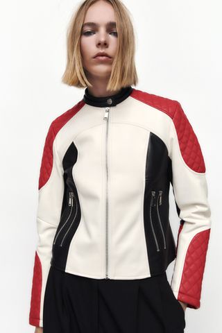 Zara + Faux Leather Zippered Jacket