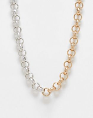 Allsaints + Mixed Chunky Chain in Warm Brass and Silver