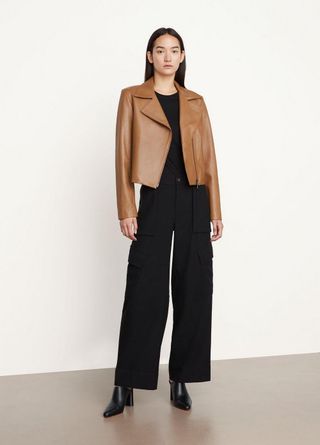 Vince + Classic Leather Zip Front Jacket