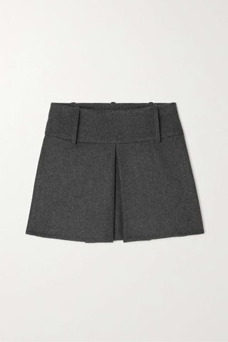 Maximilian + Pleated Wool-Blend Mini Skirt