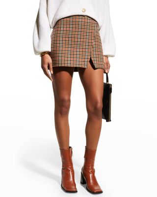 A.L.C + Rylee Plaid-Houndstooth Mini Skirt