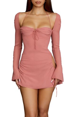 House of Cb + Baby Halter Long Sleeve Minidress